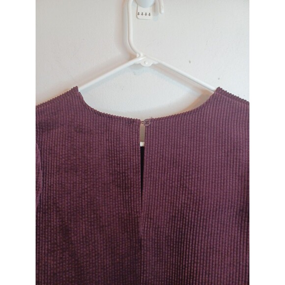 Who What Wear Babydoll Corduroy Dress Large Dark Red Maroon Pockets Puff Sleeve - Picture 8 of 9